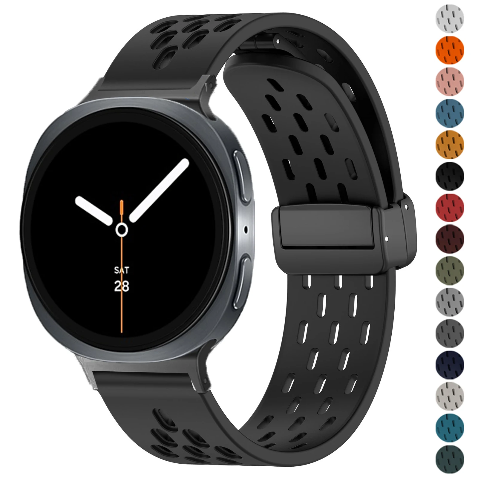 สายซิลิโคนแม่เหล็กสําหรับ Samsung Galaxy Watch 8 40 มม.44 มม.สร้อยข้อมือกีฬาสําหรับ Samsung Watch 8 คลาสสิก 46 มม.