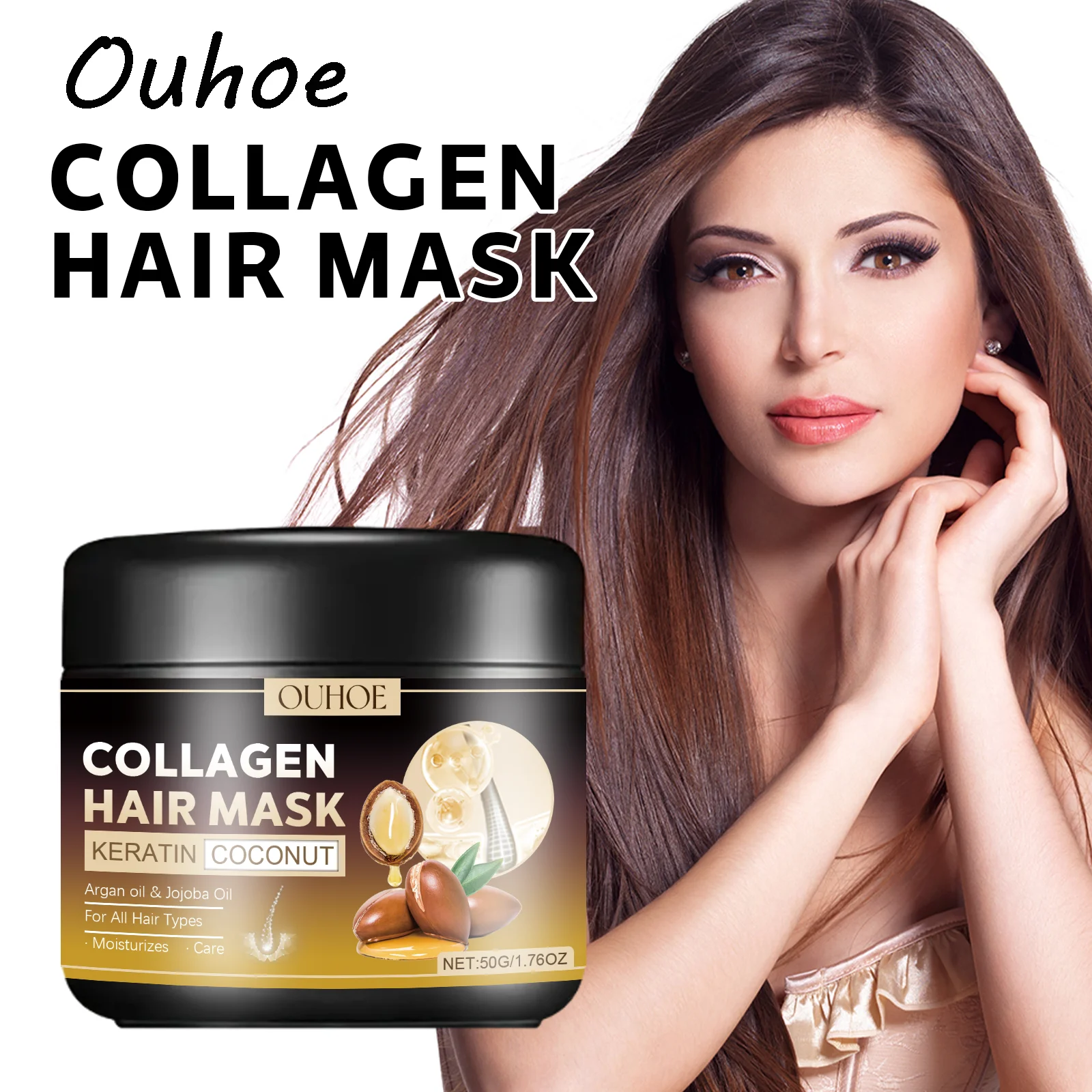 

Ouhoe Collagen Hair Mask Repair Damaged Hair Reduce Dryness Deeply Nourishing Scalp Strengthening Smoothing Hair Care Mask