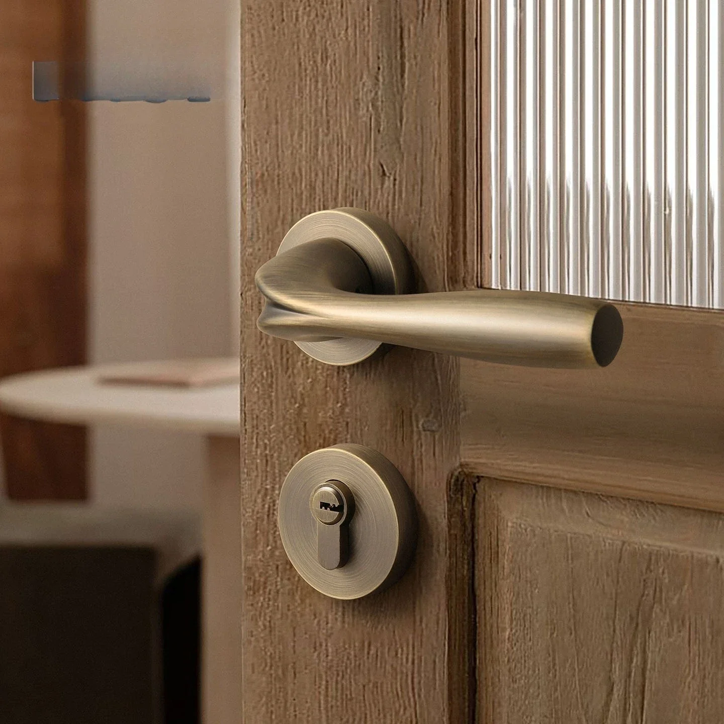 DurableDoor Lock Indoor Bedroom Household Universal Handle Silent Bronze Split Solid Wood Door Lock - view 4