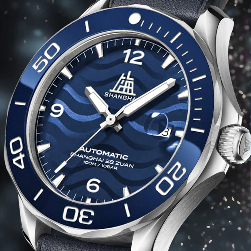 Shanghai Men Watch Luminous Dive Watch Navigator Collection Automatic Mechanical Watch Calendar Sapphire Waterproof Watch Reloj