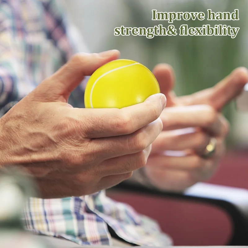 2PCS เทนนิสลูกบอลของเล่นกีฬาตลกเทนนิสความเครียดบอลบีบเทนนิส PU โฟมสําหรับเด็กสําหรับผู้ใหญ่กีฬาของเล่นบอล