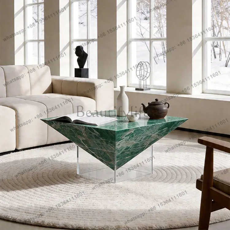 

Italian minimalist acrylic rock slab coffee table household light luxury square living room