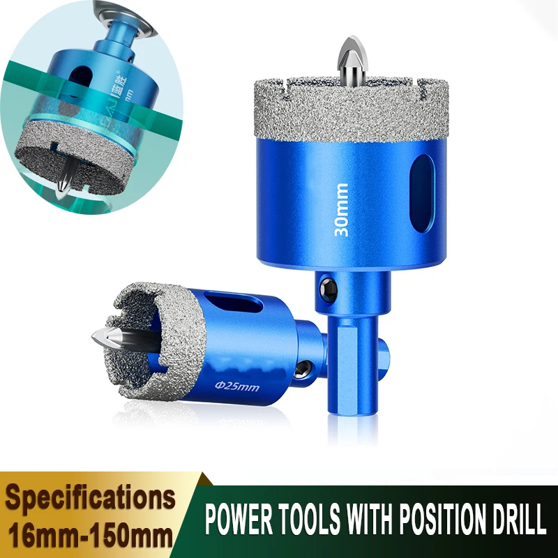 

1 шт., 16-150 мм, набор сверл с алмазным покрытием, кольцевая пила для керамической плитки с позиционным сверлом для стекла, мрамора, гранита, камня, фарфора