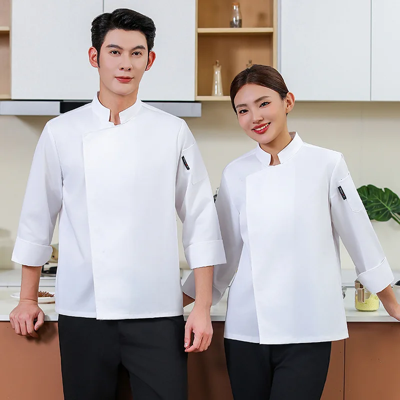 

Однотонная рабочая одежда для поваров с длинными рукавами для мужчин и женщин, подходит для весны и осени, для использования в столовых, ресторанах, отелях.
