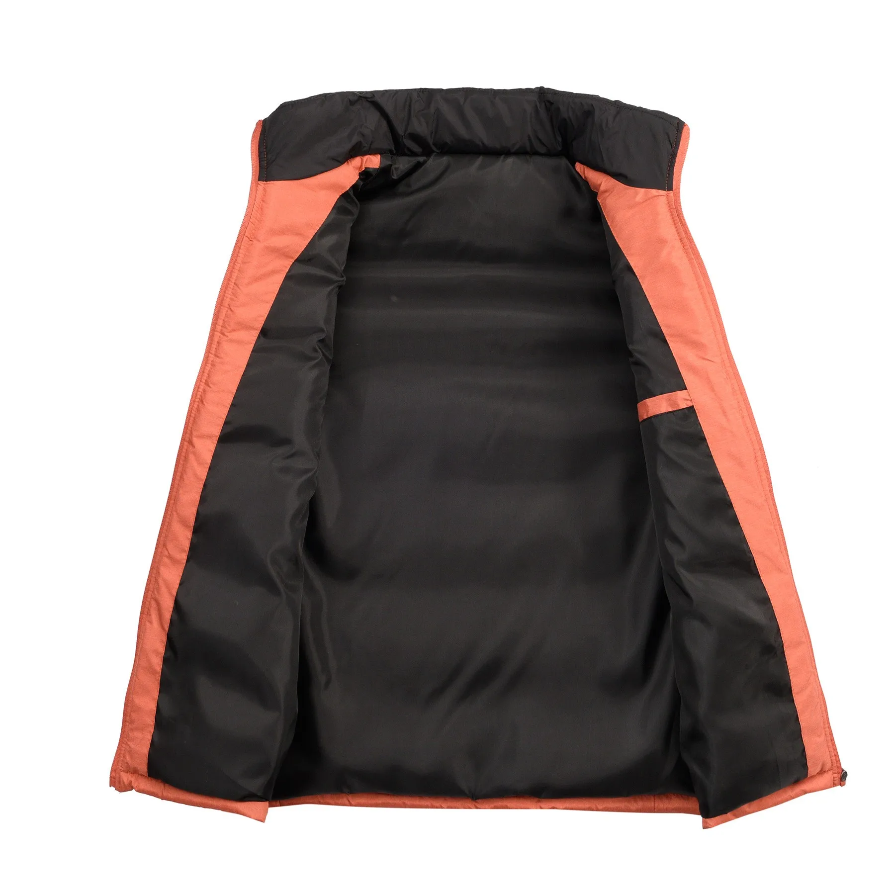 Women's Thick Zipper Stand Collar Casual Loose Fit Color Block Wrinkle Free Quilted Front Vest with Two Tone Design for Outdoor