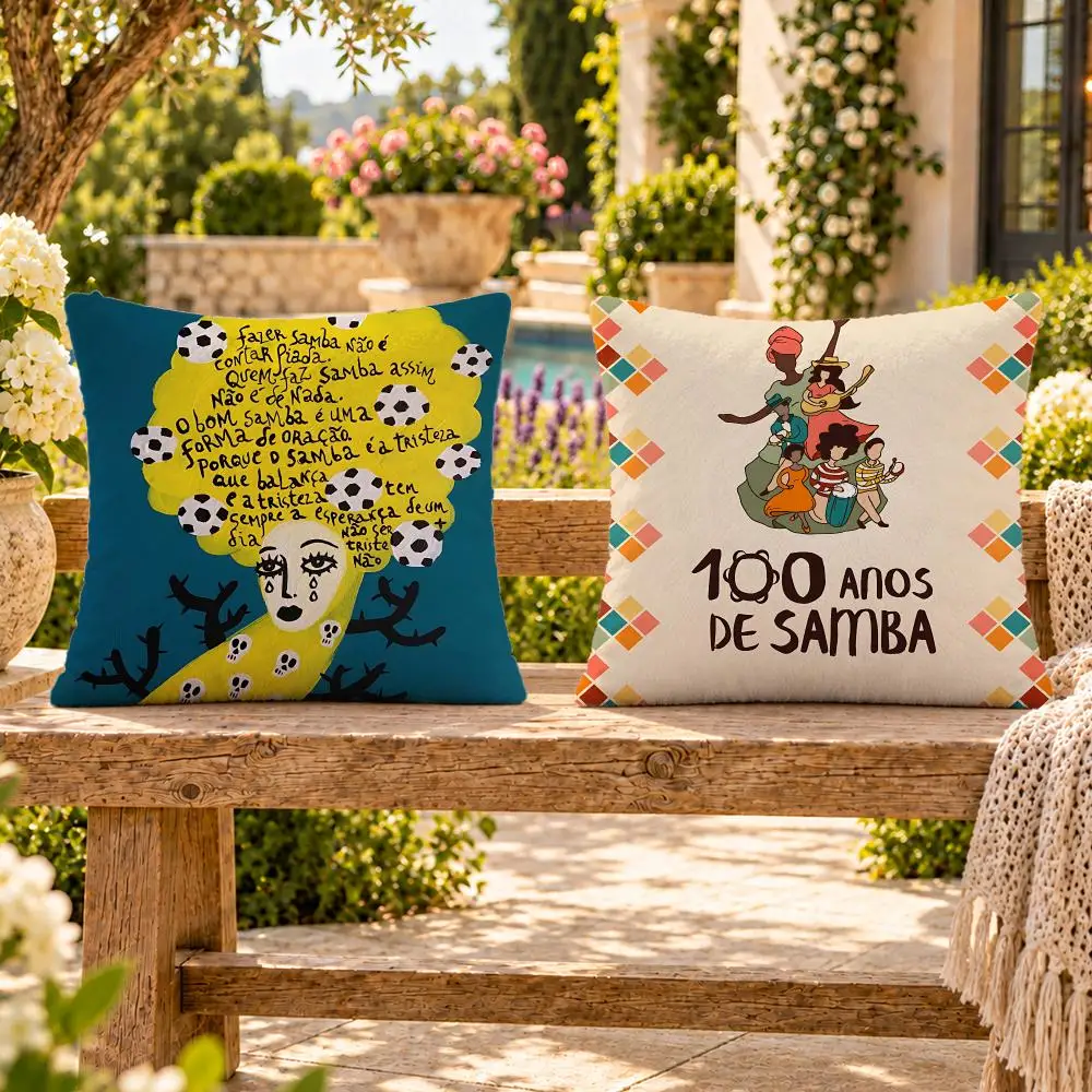 Band Pagode Sociedade do Samba Cushion Cover Soft Plush Throw Pillow Cover Washable Sofa Bed Patio Chair Home Decor