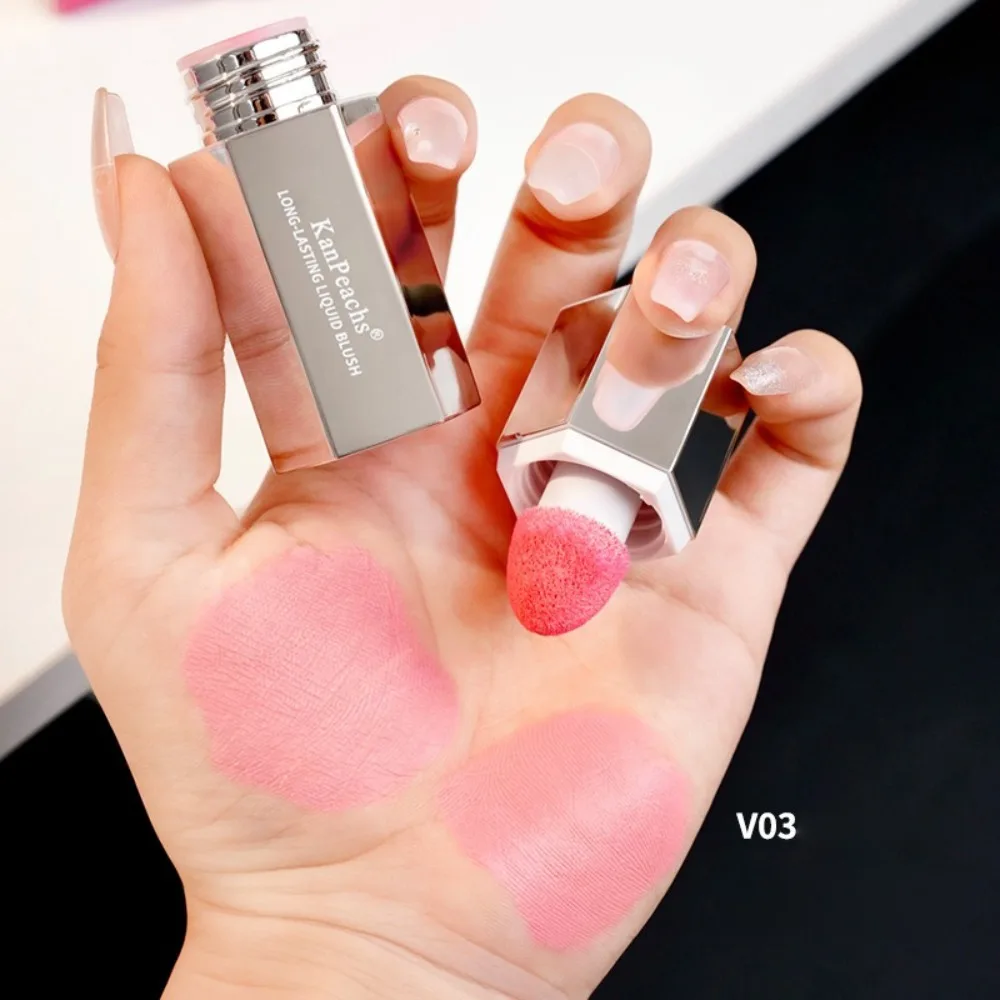 Nuevo colorete líquido multifunción, maquillaje de colorete resistente al agua de larga duración con punta de esponja, colorete líquido para mejillas, crema, cosméticos de maquillaje