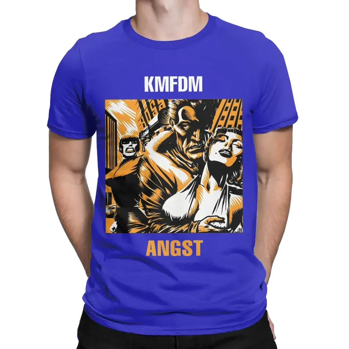 Men T-Shirts KMFDM Novelty Pure Cotton Tees Short Sleeve T Shirt Round Neck Tops Plus Size Man Sanitys Falls Sally Face Logo