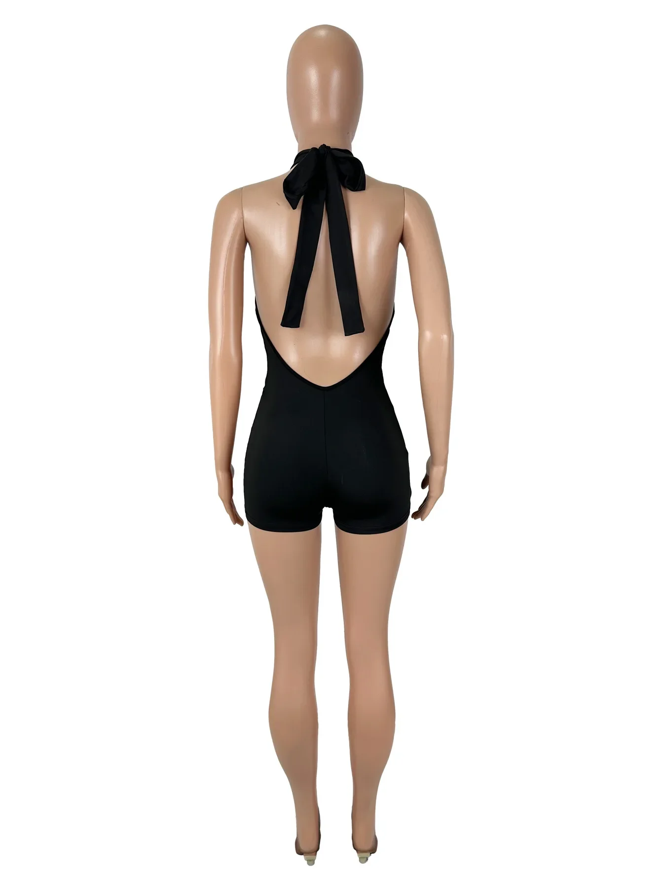 2026 Neu eingetroffen: Ärmelloser High-Neck Halter-Romper für Damen mit Rückenausschnitt, figurbetonter kurzer Overall für Abendveranstaltungen und Partys – Detail 21