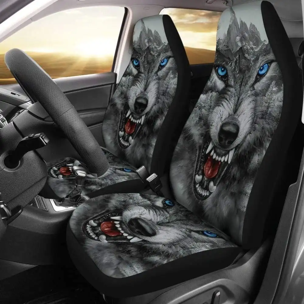 

Wild Fierce Wolf Car Seat Covers 212502,Pack of 2 Universal Front Seat Protective Cover