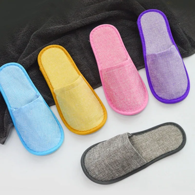 1Pairs Hotel Slippers Men Women Travel Disposable Slippers SPA Guest Shoes Non-slip Soft Non-slip Slides Household Indoor