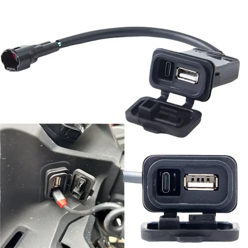 Motorcycle USB Charger Socket Compatible with CFMOTO 450SR 250SR 700 500SR 800NK XO Baboon Waterproof Power Adapter Interface