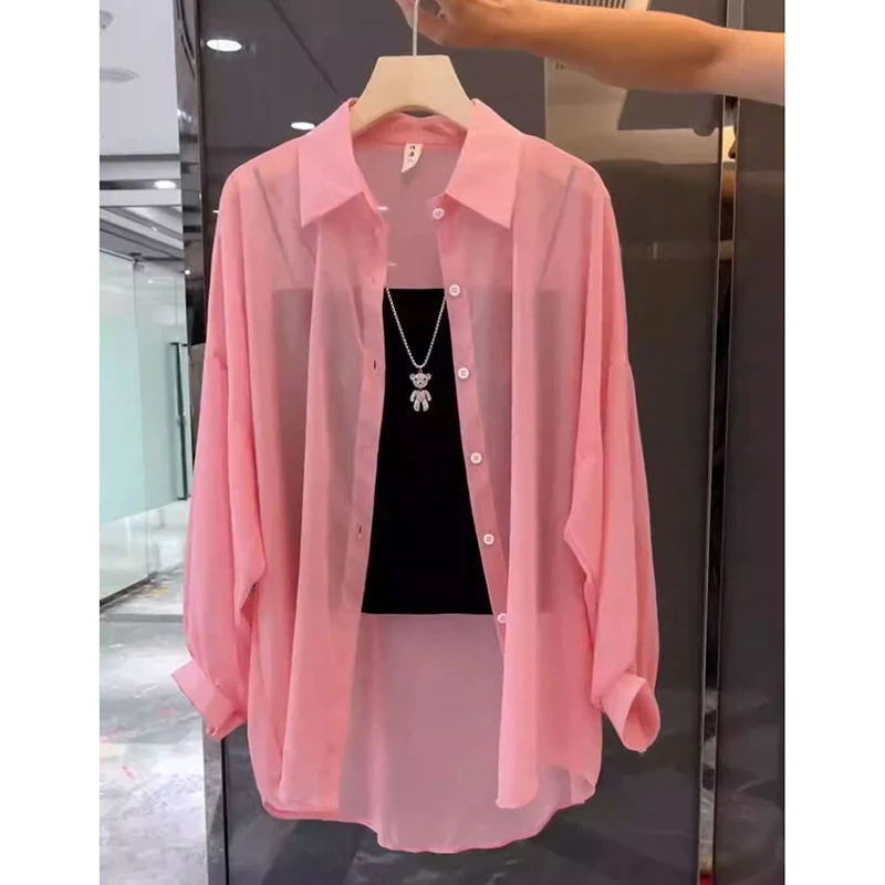 Moda risvolto bottone tinta unita camicia coreana tutto-fiammifero abbigliamento femminile 2025 primavera estate nuove magliette casual camicetta da pendolarismo allentata