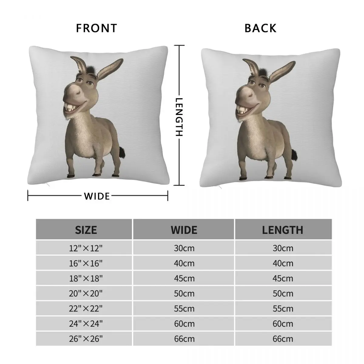 Donkey From Shrek Movie Square Pillowcase Pillow Cover Cushion Zip Decorative Comfort Throw Pillow for Home Living Room