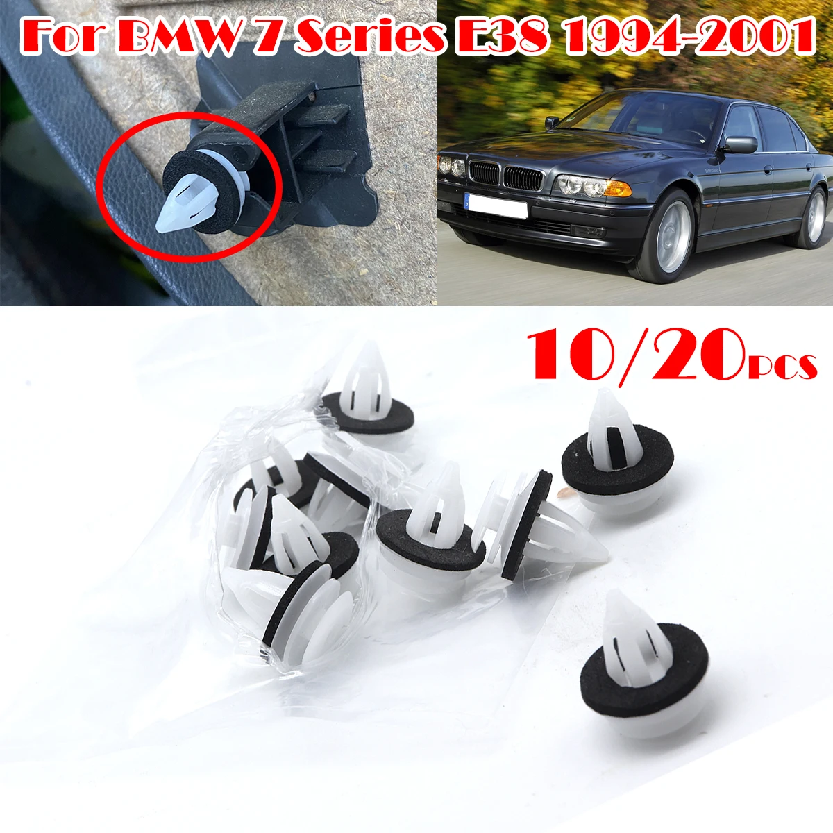 

10/20Pcs For BMW 7 Series E38 1994-2001 MINI R50 R52 R53 F56 Renault Logan 1 Car Door Card Panel Trim Fascia Lining Clip Rivets