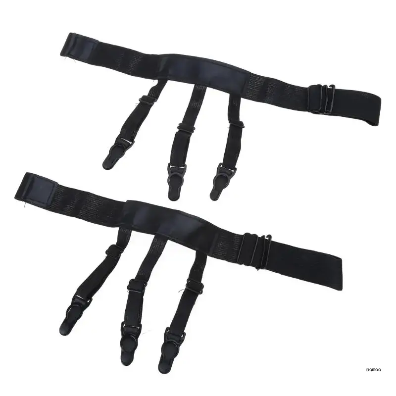 1 Pair Men Shirt Stay Belt with Non-slip Locking Clips Adjustable Lock Shirts Tuckers Leg Thigh Suspender Garters Strap