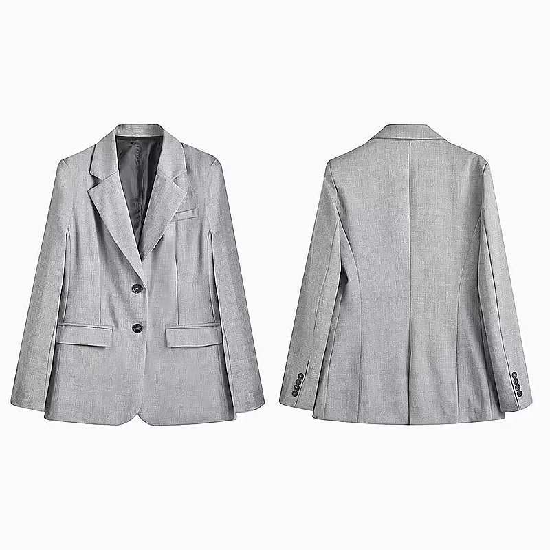 Donna primavera moda solido Blazer cappotto Vintage risvolto colletto manica lunga tasche ufficio signora femminile Casual top Chaqueta De Mujer