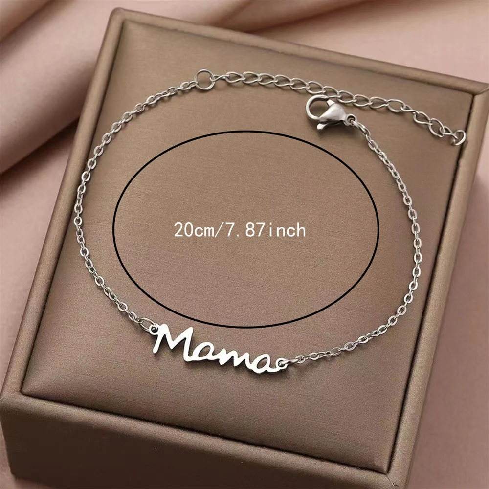 Stainless Steel Bracelets Letter Mama Pendant Chains Fashion Charms Bracelet For Women Jewelry Party Lover Mum Mother\'s Gifts