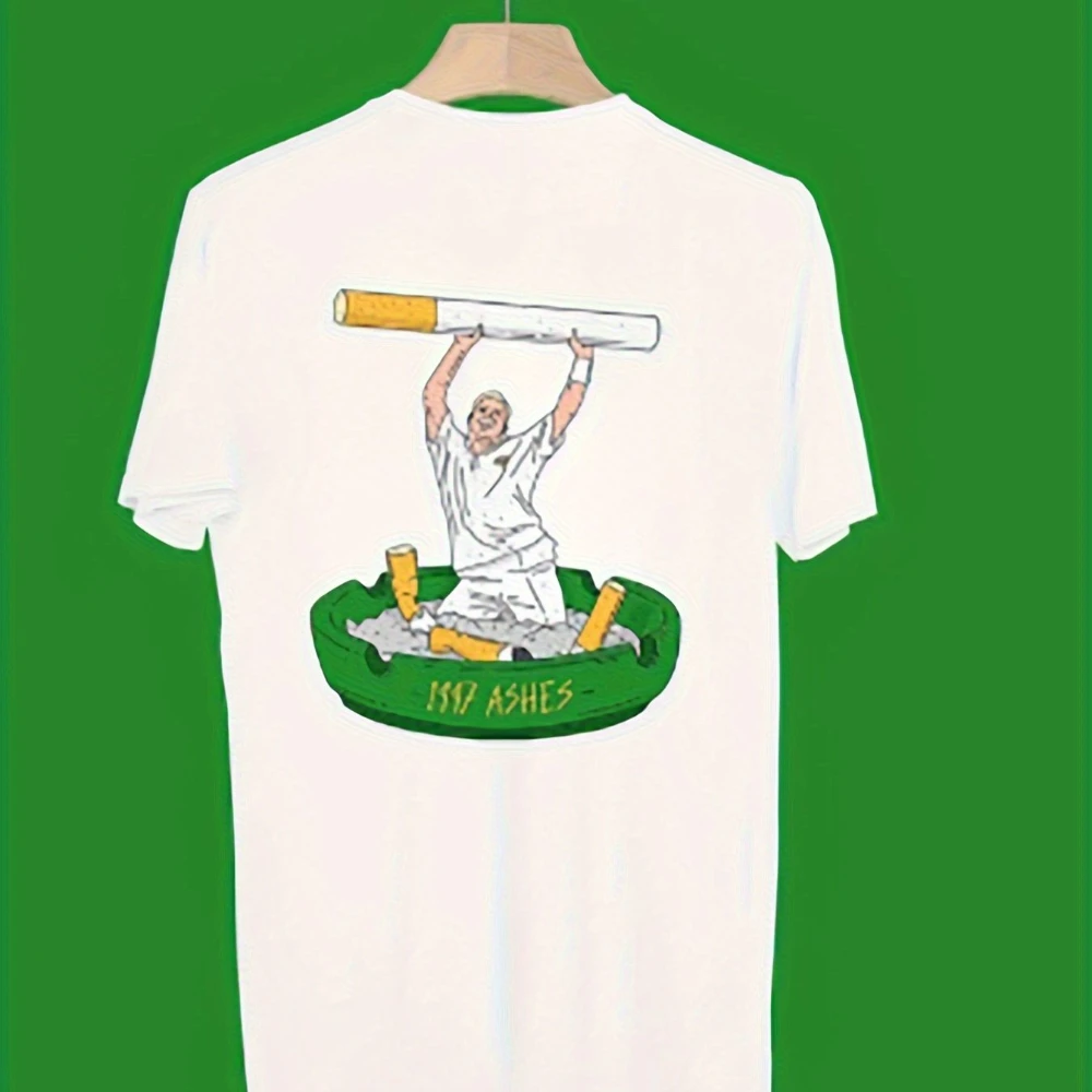 Men's Shane Warne Cricket T-Shirt Iconic Leg-Spin Bowling Action MAS Print Australian Jersey Style Men's T-shirts for Summer