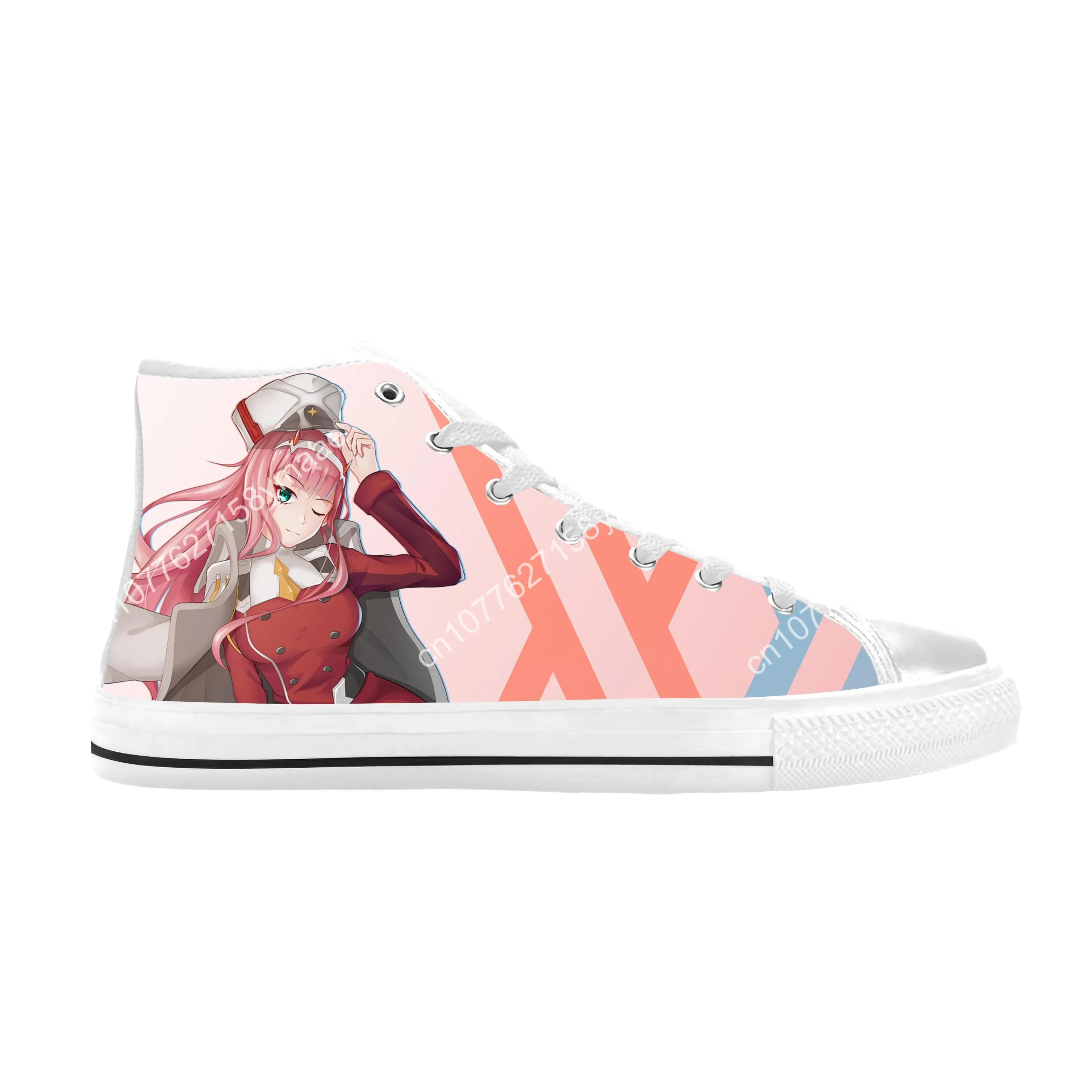 Zapatos de tela informales Darling In The Franxx Zero Two para hombres y mujeres, zapatillas de deporte transpirables con estampado 3D, Top alto, Anime japonés, caliente