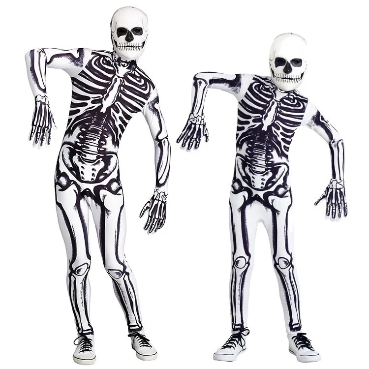 

Halloween Cosplay Stage Performance Costume White Skeleton Costume Terror Clothing Suspense Stage Performance Cosplay