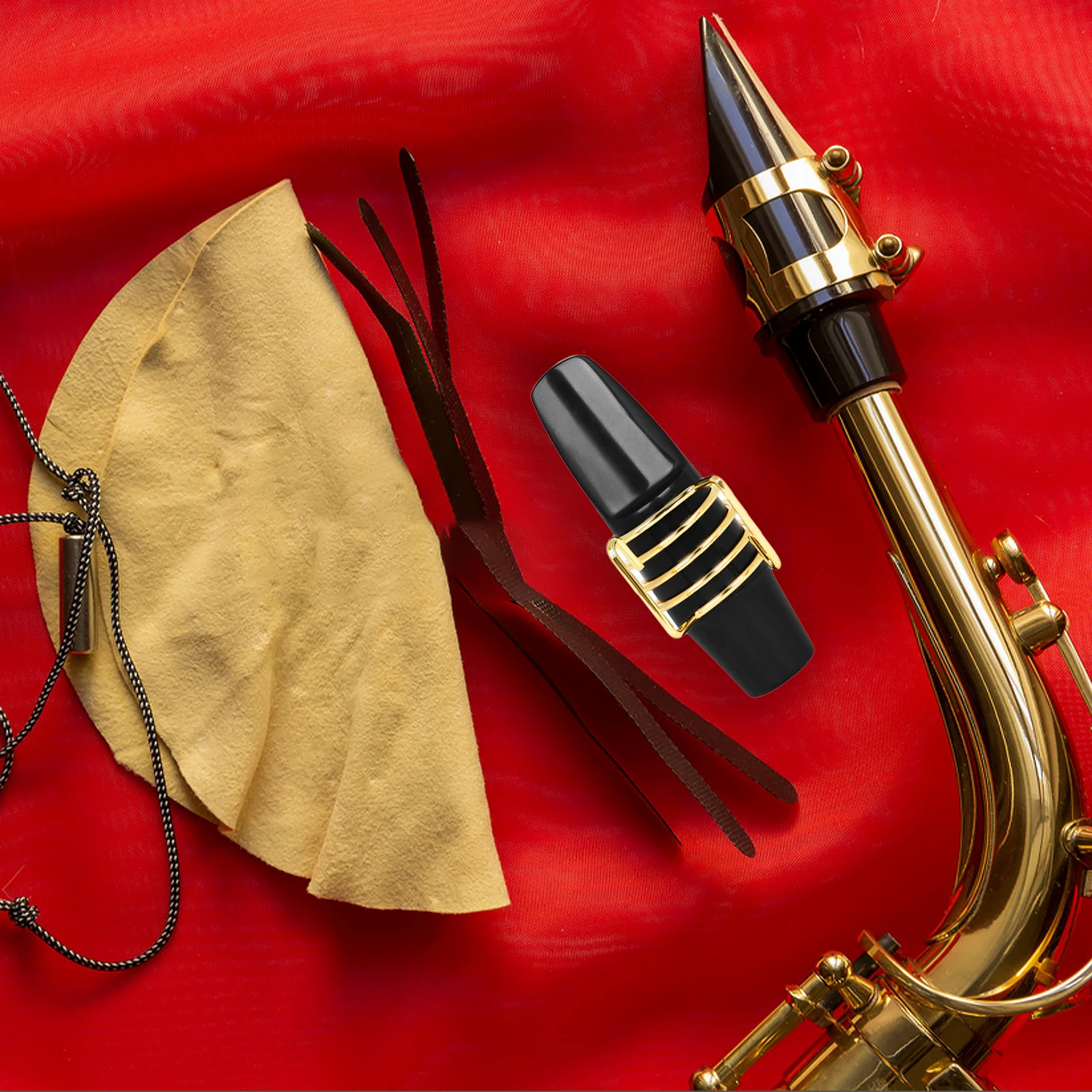 

Alto Saxophone Ligature Gold Spiral Clamp Durable Metal Accessory Enhances Tone Portable Practice Performance Clarinet Ligature