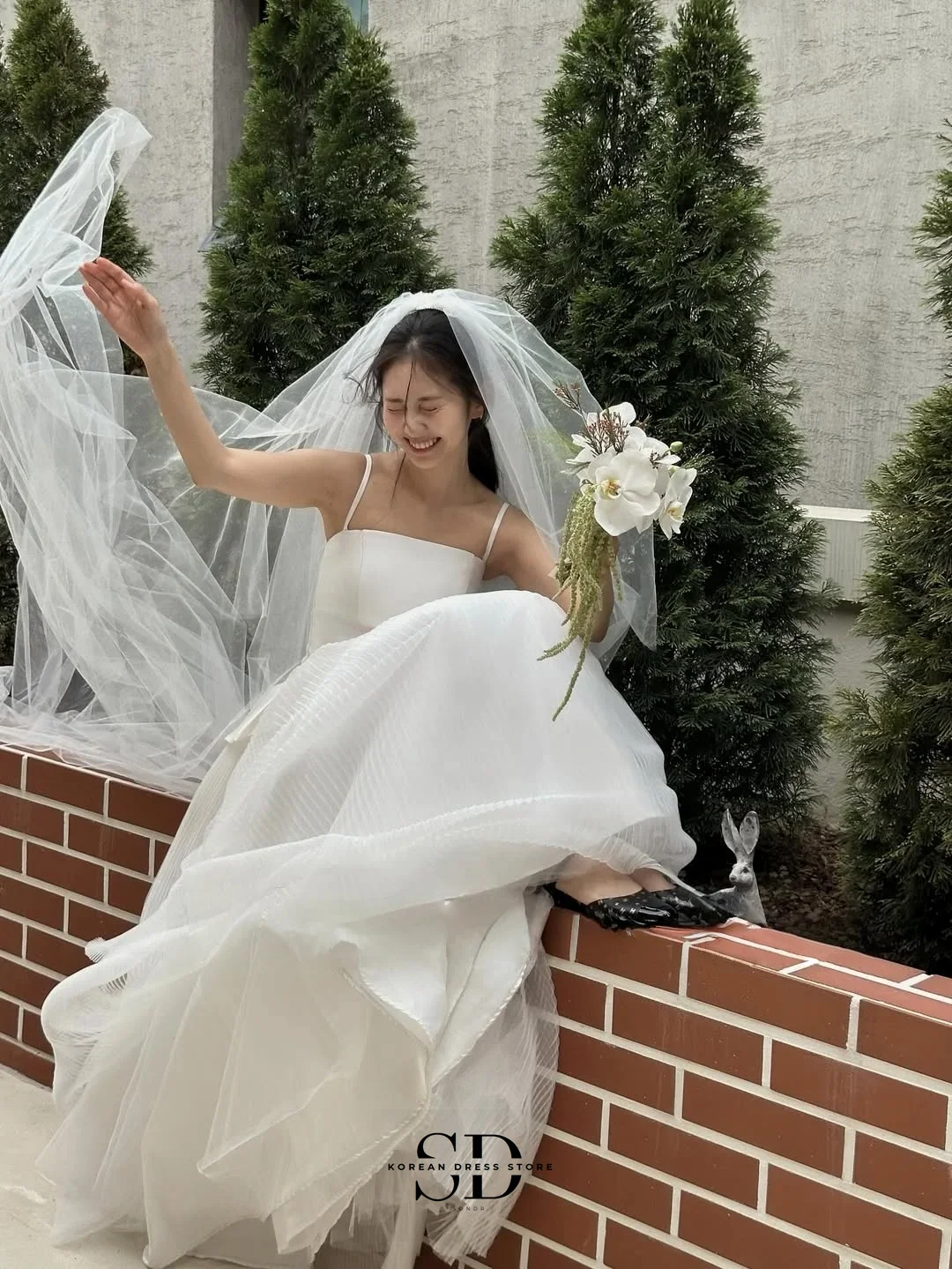 Sondr 2025 새로운 스파게티 스트랩 한국 웨딩 드레스 맞춤형 a 라인 새틴과 얇은 명주 그물 신부 셀프 웨딩 드레스 사진 촬영