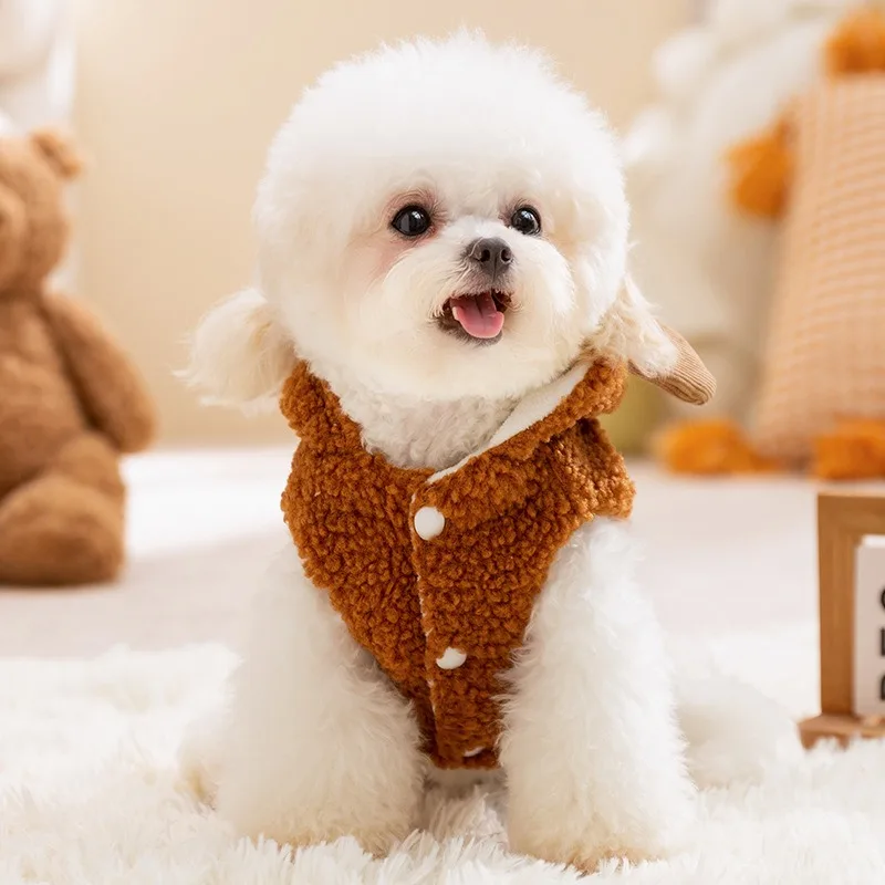 Winter Dog Hoodie Thickened Warm Puppy Coat Teddy Bichon Jacket Pet Two Legs Cardigan XS-XL New Dog Clothes Puppy Clothes