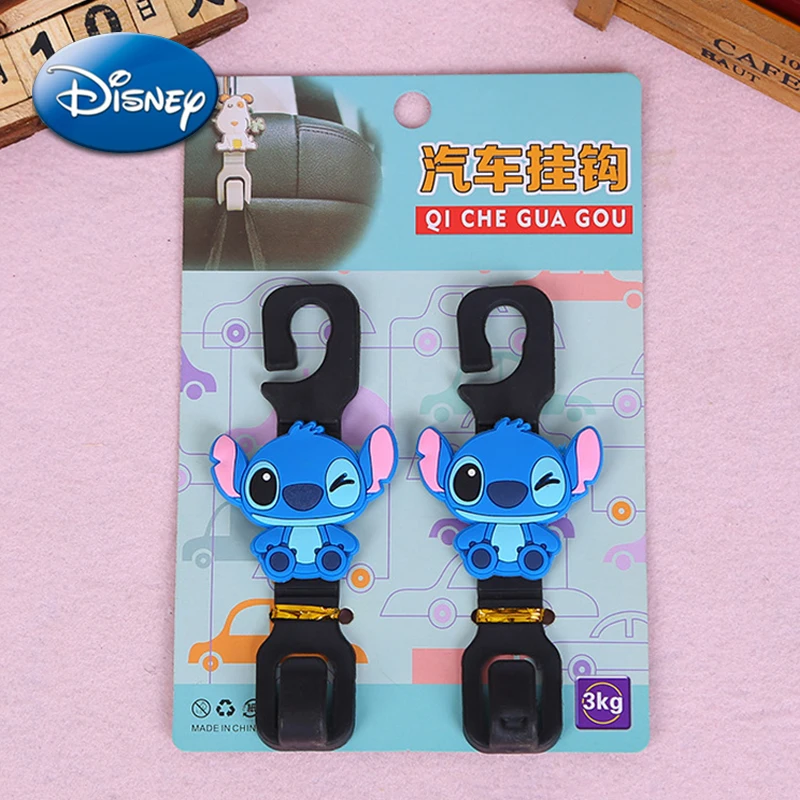 

Disney Stitch Car Seat Hook Cute Anime Figures Auto Seat Back Hanger Pvc Multifunction Phone Holder Load-bearing 3kg Accessories