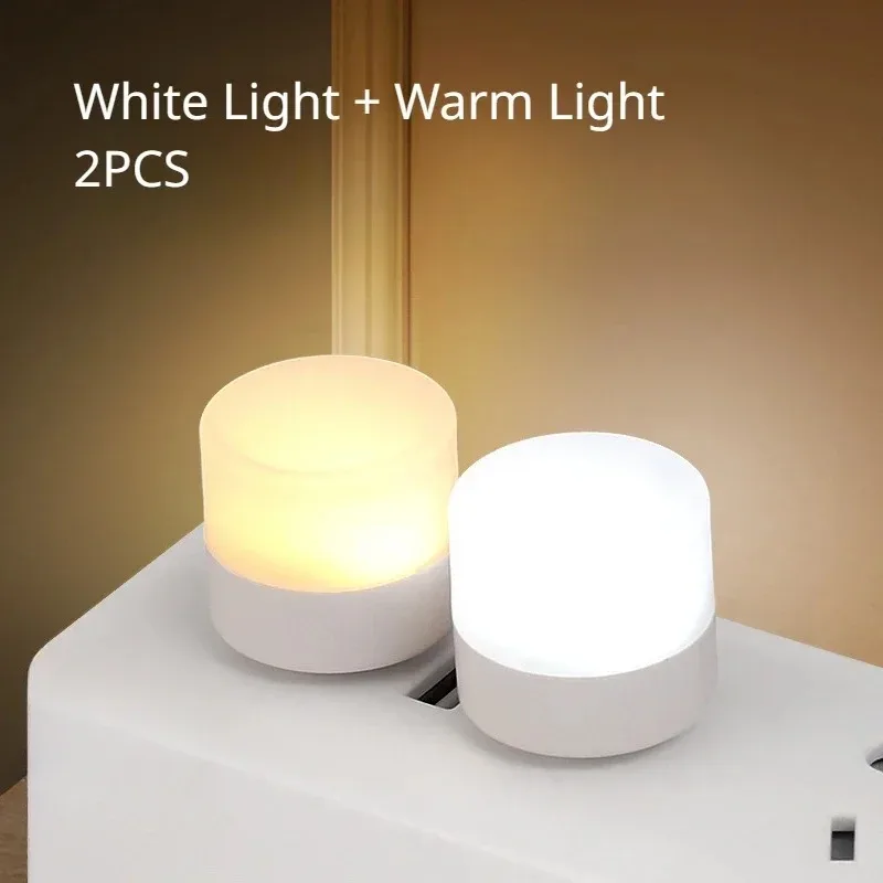 Mini Energy-saving Lamp,Eye-friendly Sleep Atmosphere Lamp2 PC USB Night Light Set,Portable Bedroom Bedside Night Lighting,