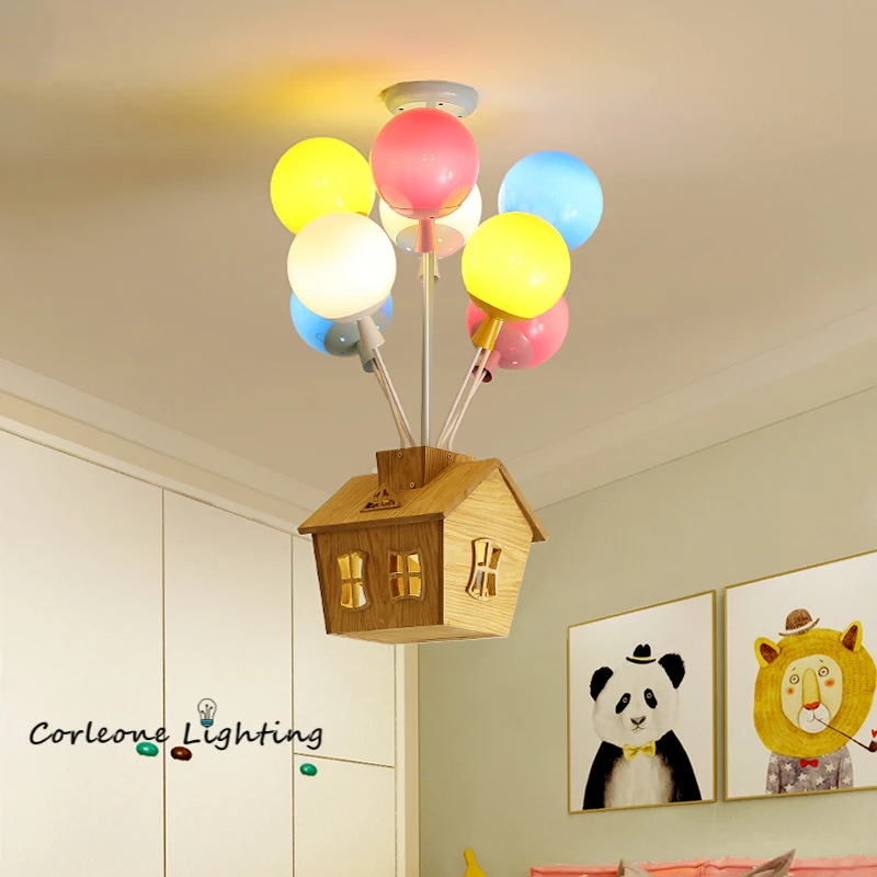 Cartoon Pendant Lights Balloon Flying House Hanging Lamp Children Room Bedroom Livin Groom Decor Lights Modern LED Pendant Light