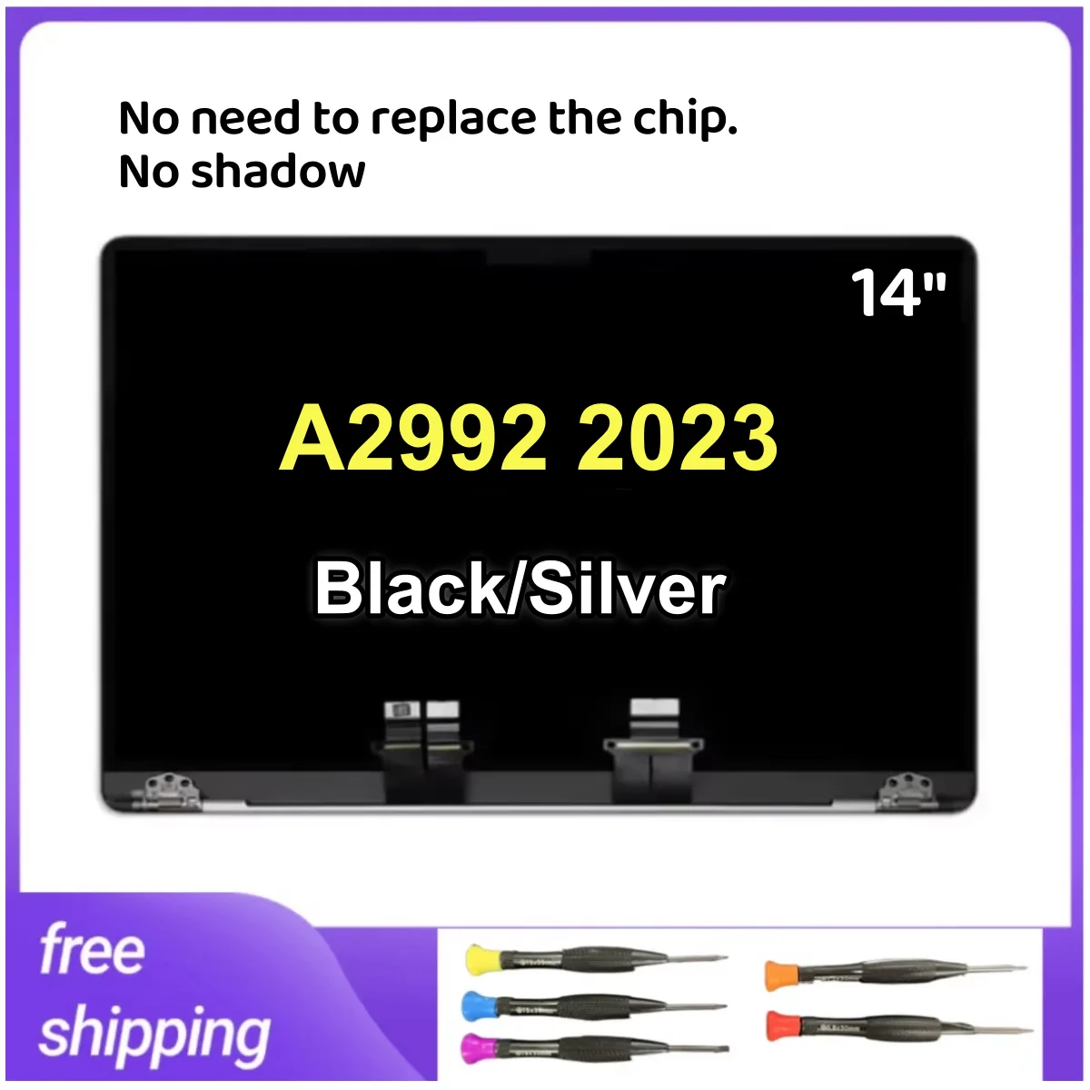 

Late 2023 A2992 Screen Replacement LCD for 14“ MacBook Pro M3 3024×1964 LCD Full Assembly MRX33LL/A* EMC 8407 Silver Black