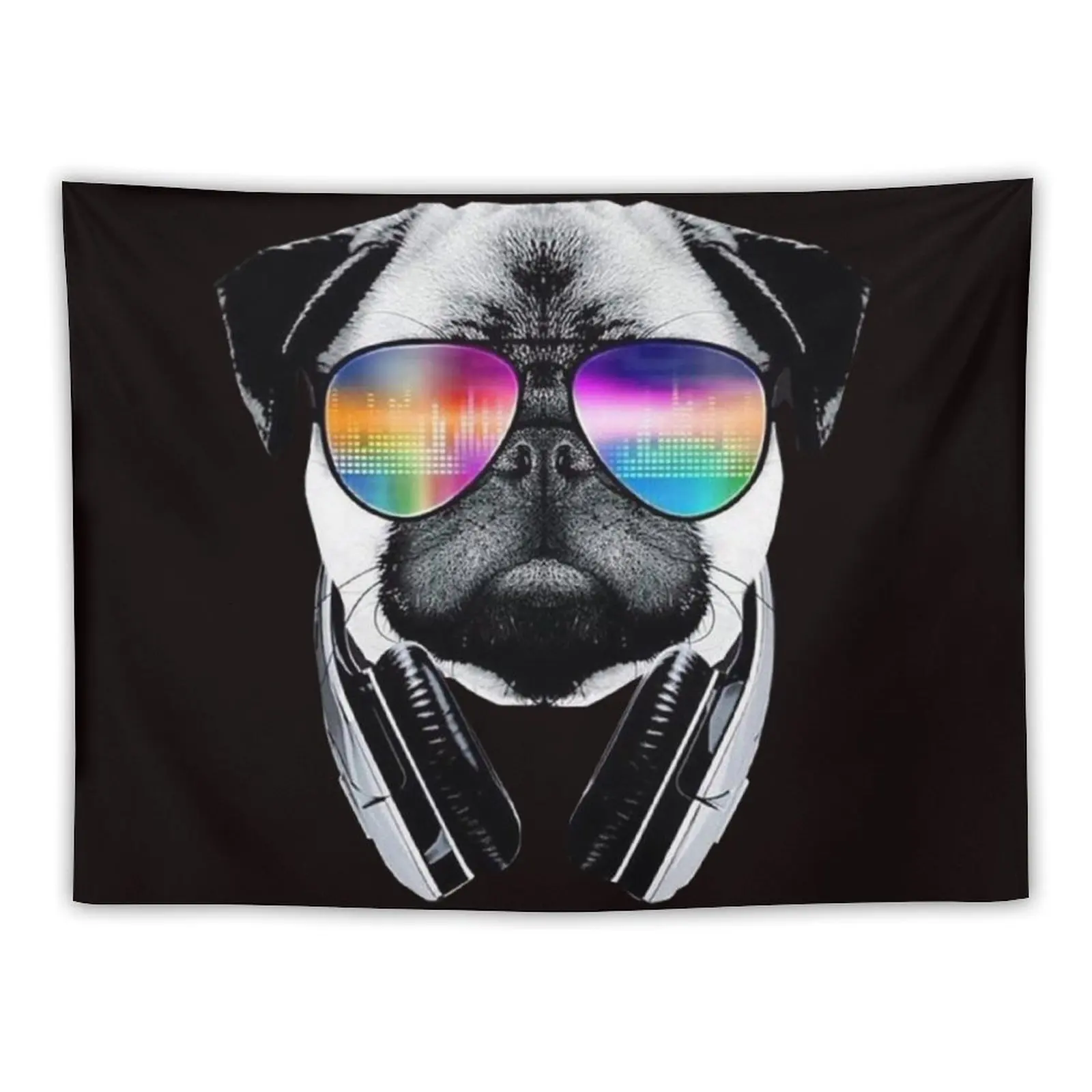 

Trippy Pug Dog Wearing Music Equalizer Sunglasses Tapestry Things To Decorate The Room Bed Room Decoration Tapestry