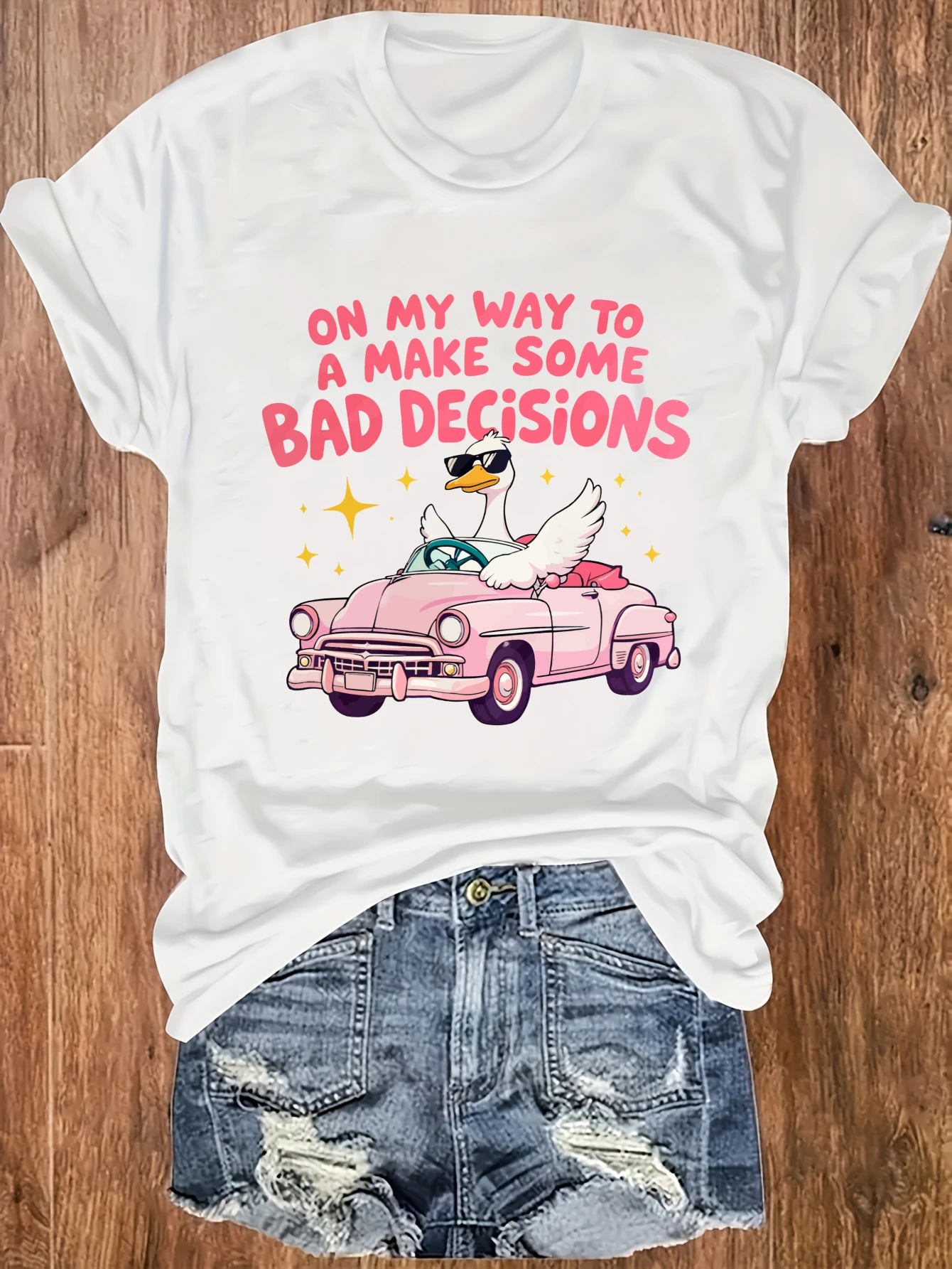 

Women's plus size tank top Duck Driving Pink Car Stars Suitable for sports and daily wear Summer fashion top sleeveless casual