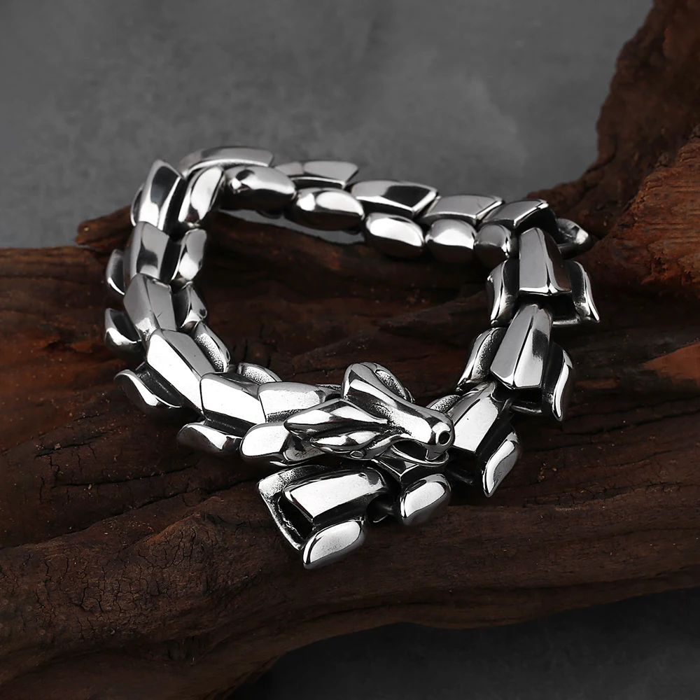 Retro Domineering Viking Dragon Bracelets Punk 316L Stainless Steel Animal Bracelet Men Fashion Hip Hop Jewelry Gifts Wholesale