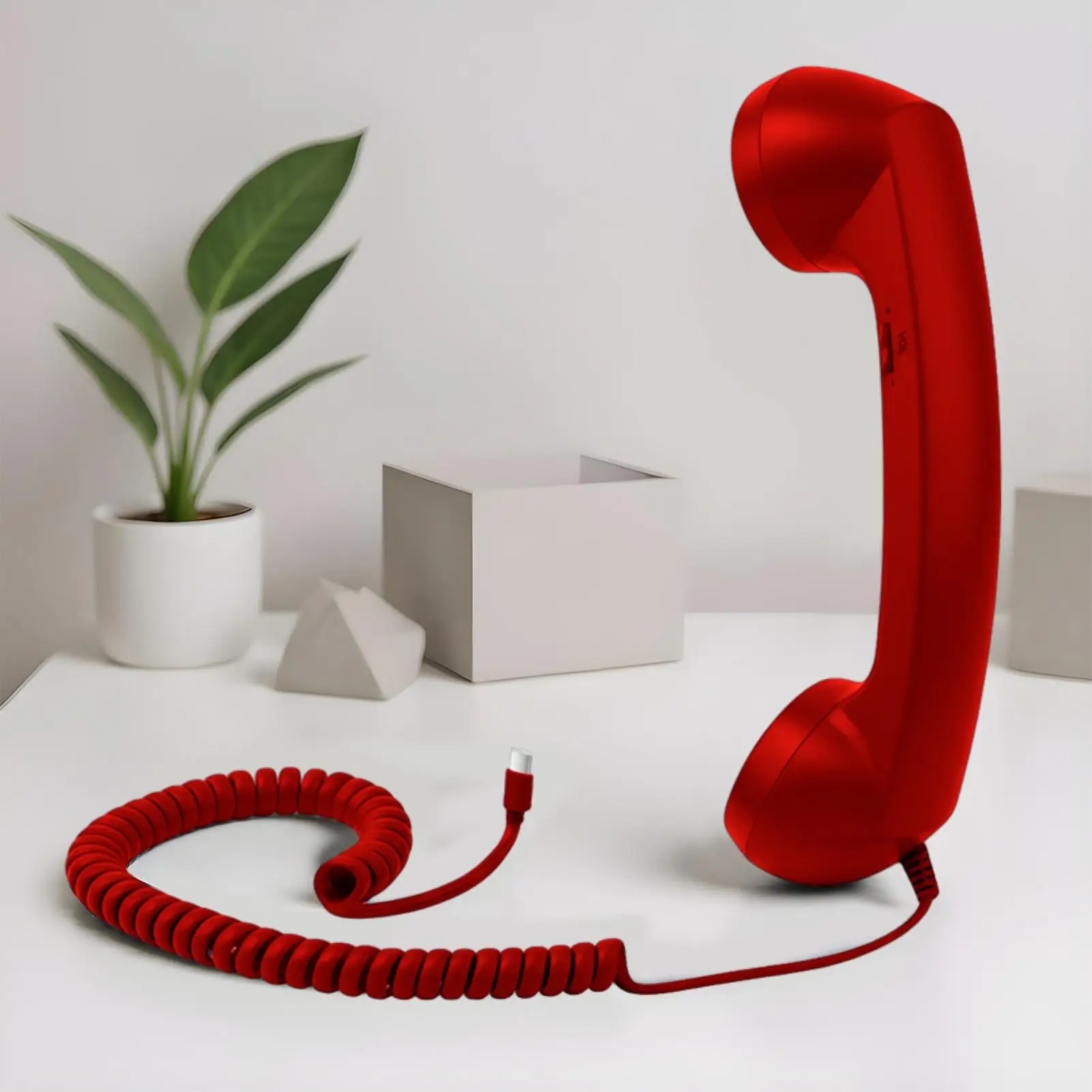 Type-C Retro Phone Handset, Radiation Proof Telephone Handset Cell Phone Receiver with Mic, for Cell Phones, Smartphone