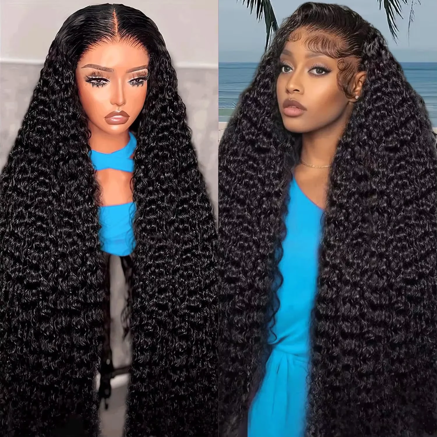 

46 Inch 13x6 HD Lace Frontal Wig Water Deep Wave Human Hair Wigs Brazilian 13x4 Lace Front Wig Curly Wigs 250 Density