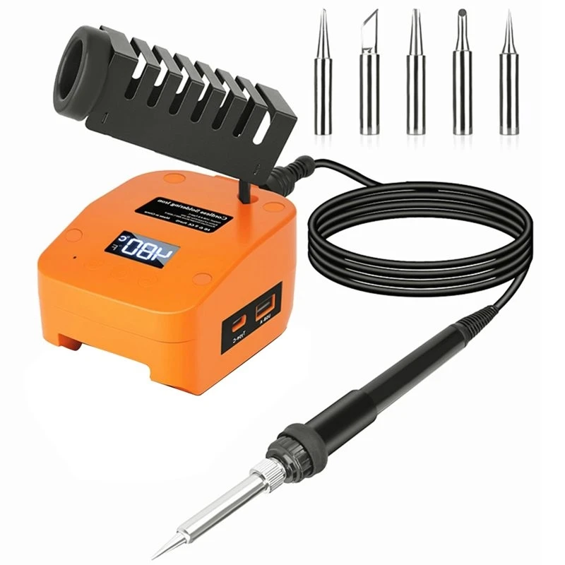 [newa76k-】-cordless-soldering-iron-station-with-digital-display-for-worx-4pin-20v-battery-fast-heating-usb-type-c-charging