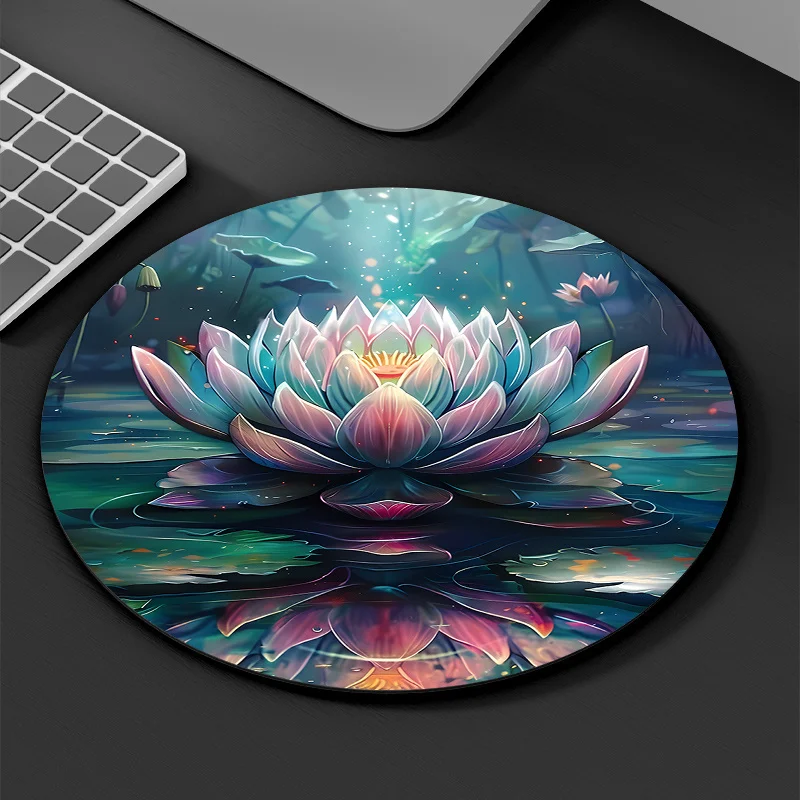 

A large lotus patterned mouse pad with rubber anti-slip and washable design, high-definition printing computer accessory