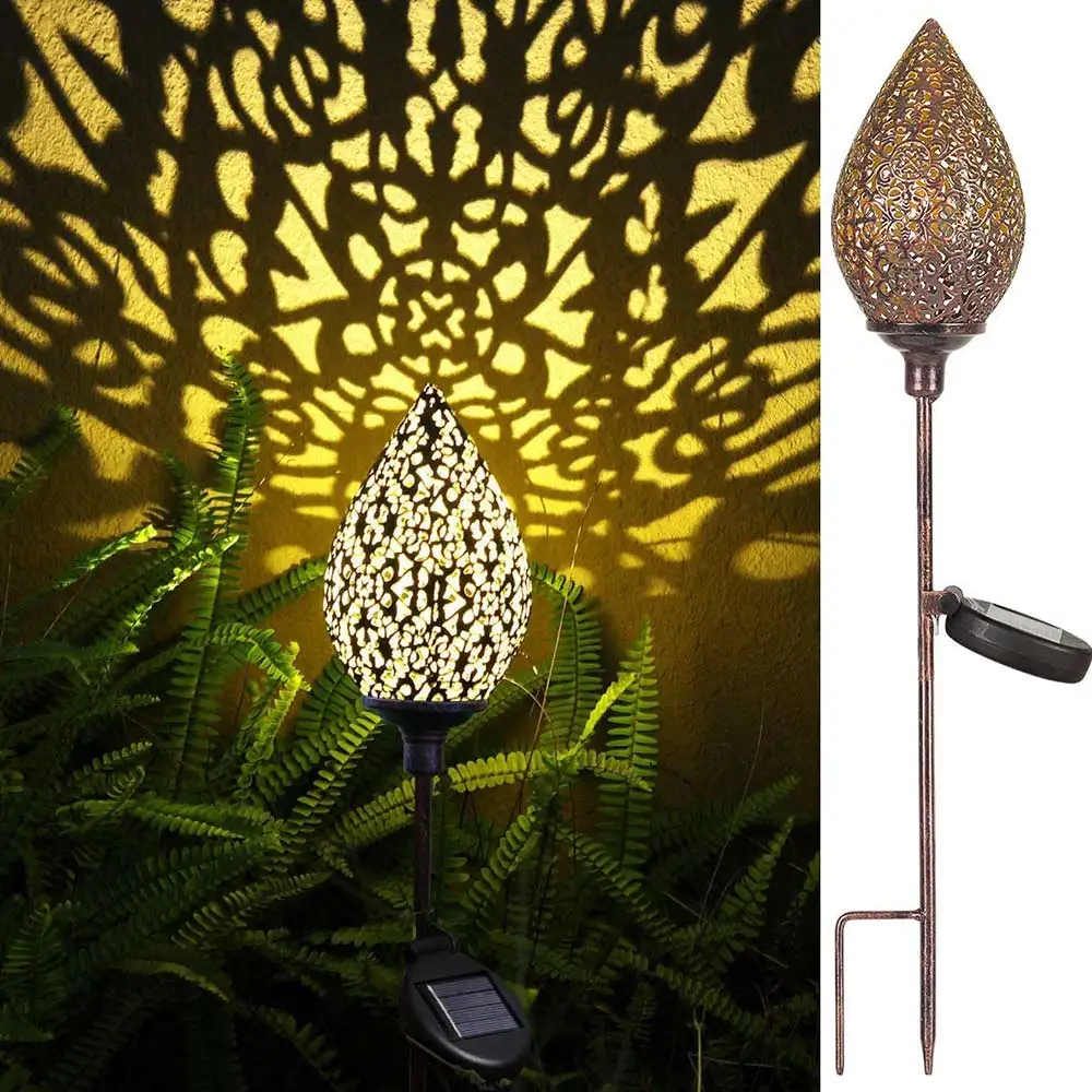 Retro Solar Garden Light LED Lantern Hanging Outdoor Olive Shape Lamp IP65 Water-Resistant 600mAh Retro Wrought Iron Lamp Nordic