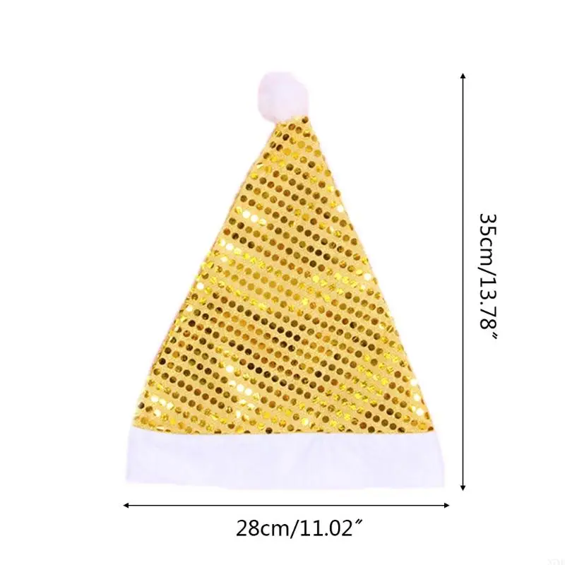N7YF Giáng Sinh Long Lanh Đầm Mũ Sang Trọng Bóng Ông Già Noel Mũ Xmas Dự Tiệc Cung Cấp
