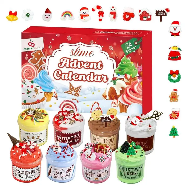 Advent Calendar 2024 With Clay Slime Christmas Countdown Calendars 24 Days Slime And Accessories Set Surprises Gifts for Kids