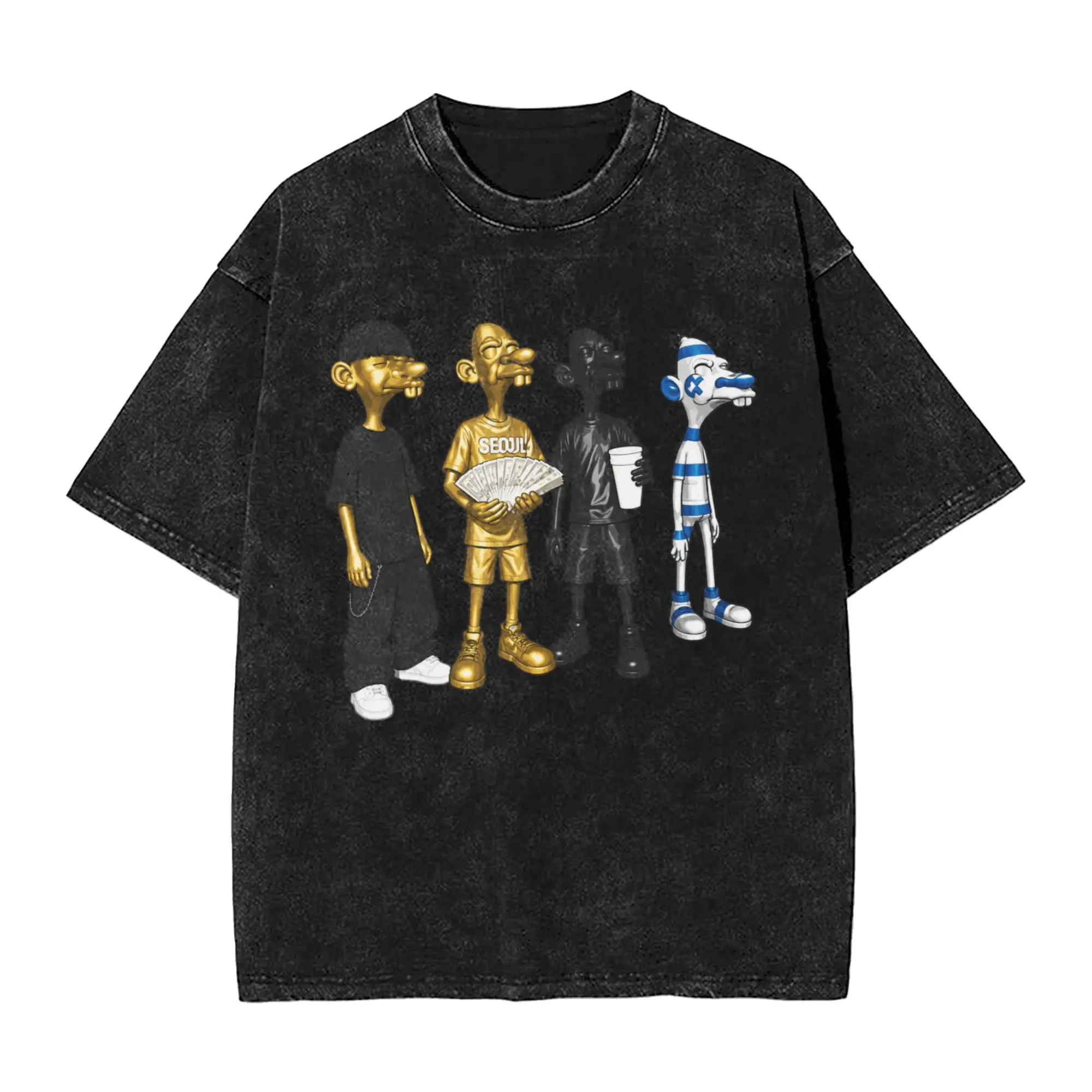 Washed T Shirt NEEGY SQUAD Fashion T-Shirts Harajuku  Streetwear Short Sleeve Printed Tops Tops Tees Men Women