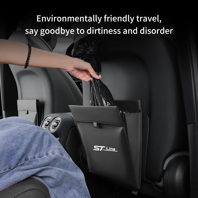 الامتزاز المغناطيسي سيارة كيس النفايات السيارات مقاوم للماء سلة المهملات Seatback معلقة تخزين وتنظيف سلة المهملات لفورد ST Line