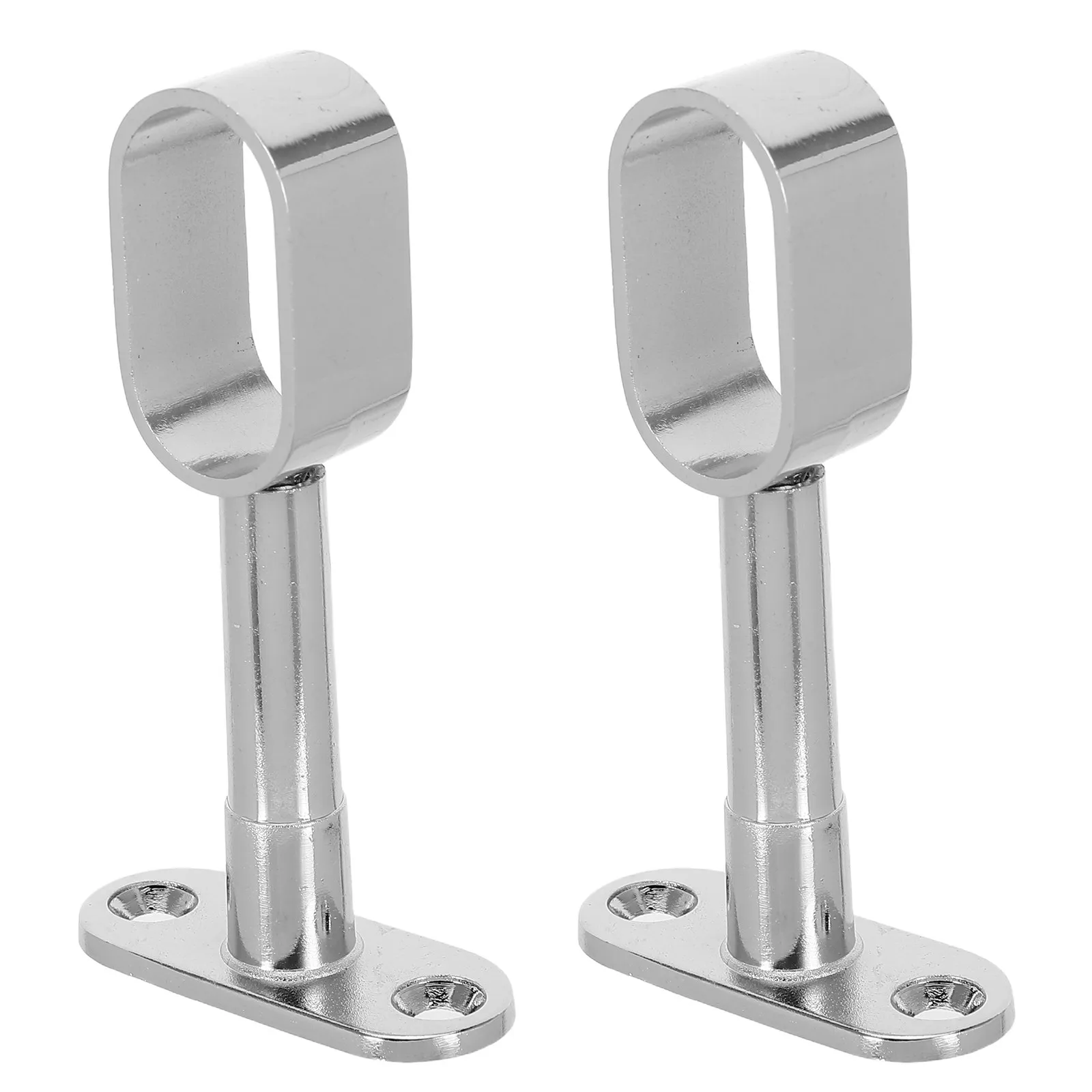 2Pcs Stainless Steel Closet Rod Bracket Oval Heavy Duty Adjustable Height Wall Mounted Closet Hanging Support for Retail