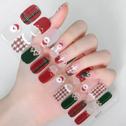 Christmas Gel Nail Strips Patch Sliders Adhesive Waterproof Long Lasting Full Snowman Snowflakes Gel Nail Stcikers UV Lamp Need