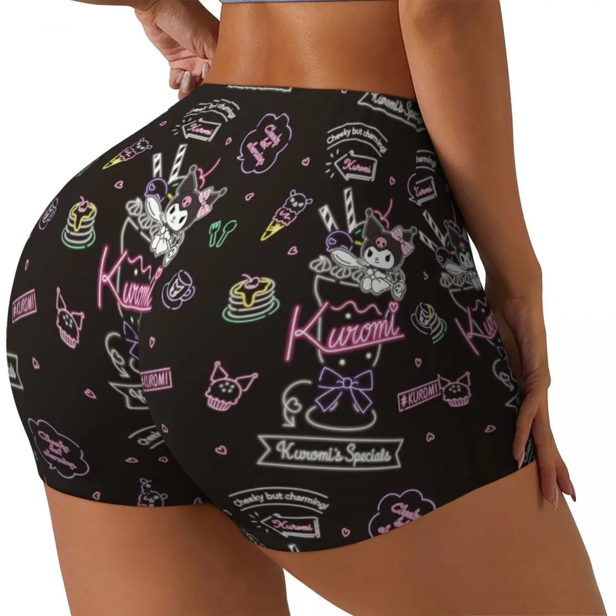 Custom New Anime Cartoon Kuromi Gym Volleyball Biker Shorts Women's Workout Yoga Shorts