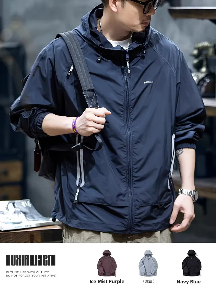 

Мужская свободная уличная одежда с защитой от УФ-излучения UPF50+, солнцезащитная куртка, летняя новинка, модный бренд, шапка из волокна Ice Sensation