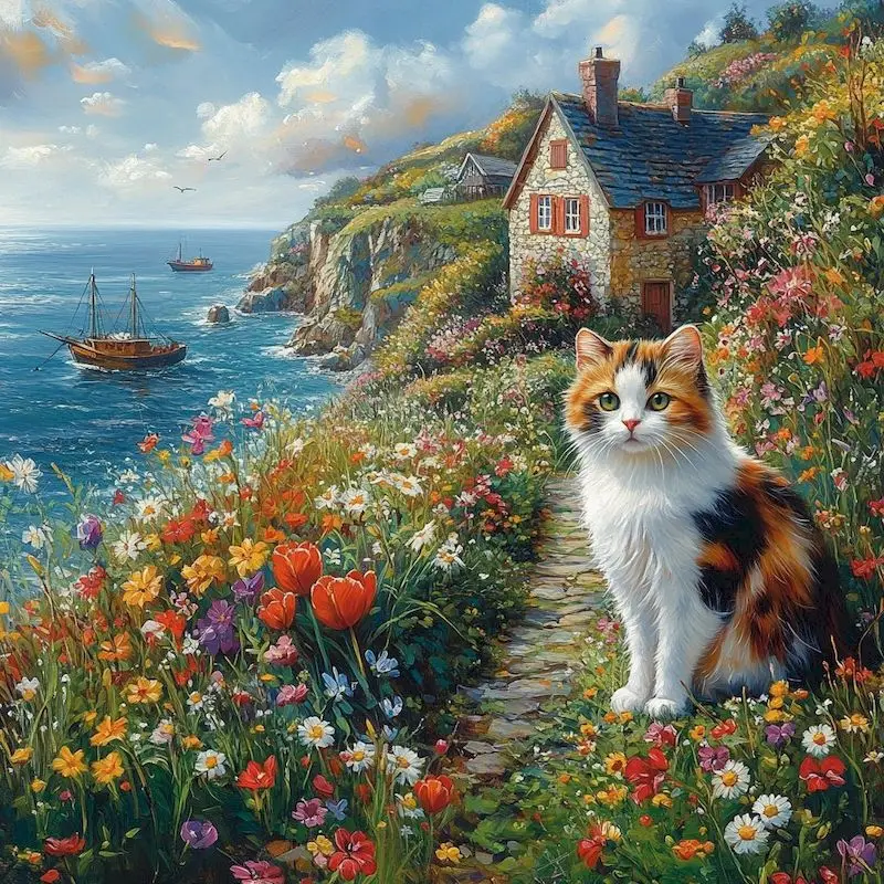 

GATYZTORY New Arrival Diamond Embroidery House Landscape Mosaic DIY Suitable For Beginners Painting Cat Holiday Gifts