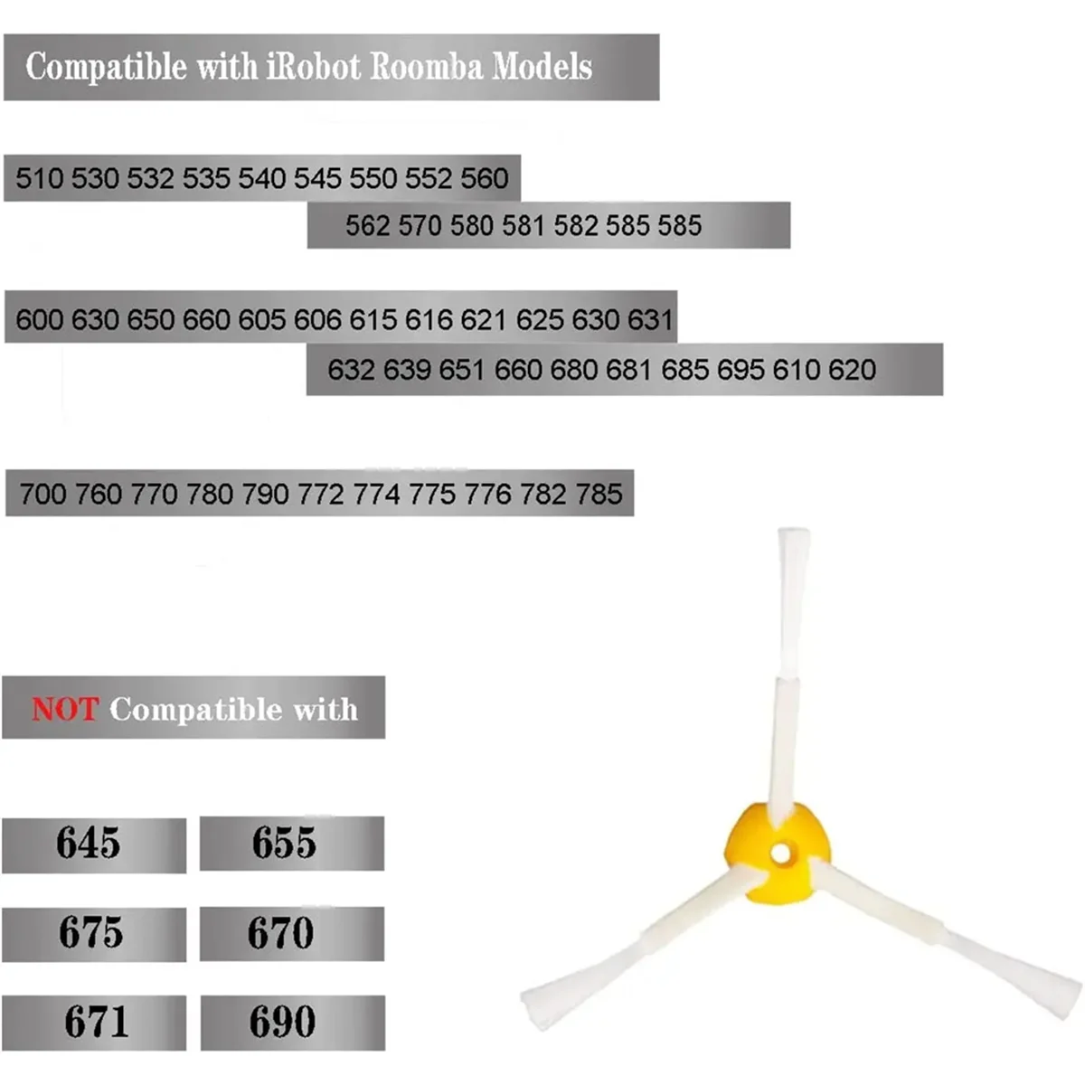 Irobot用サイドブラシ,Roomba 600, 700シリーズ,694, 692, 690, 680, 660, 665, 651, 650, 614, 760, 770, 780, 776 500シリーズ595、585、564